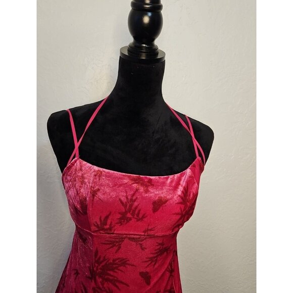 Women Urban Outfitters Velvet Babydoll Tank Cami Mini Pink Y2k Halter Barbiecore - Picture 3 of 9